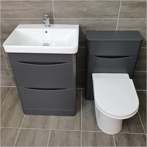 Gems - Moonstone Handleless Matt Dark Grey Vanity Unit & WC Unit