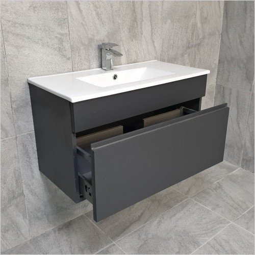 Gems - Moonstone Lucca 800mm Wall Hung Vanity Unit Matt Dark Grey