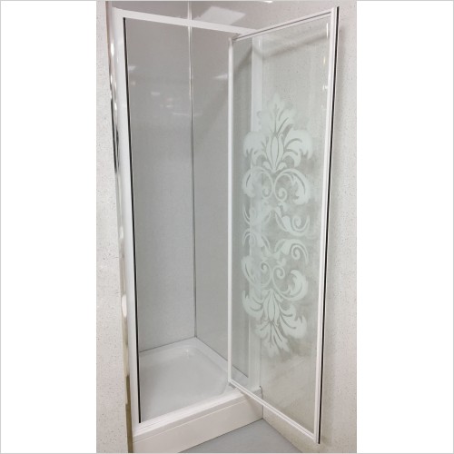 Tecaz - Damask 760mm White Pivot Shower Door