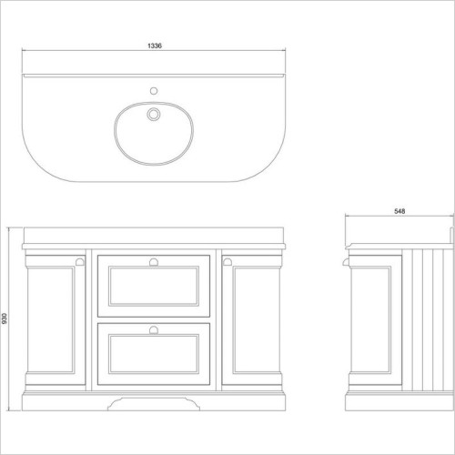 Burlington - 1340 Freestanding Unit W/ Drawers & 2 Round Corner Vanity