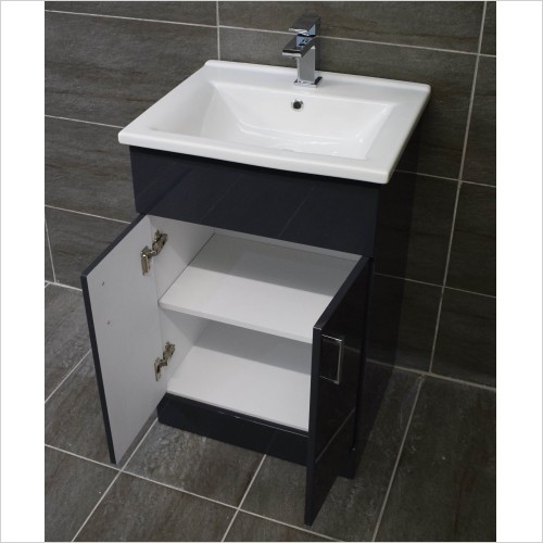 Reflections - Troya 550mm Anthracite Gloss Vanity Unit with Basin