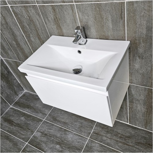 Tecaz - Mino 600mm Wall Hung Vanity Unit With Ceramic Basin
