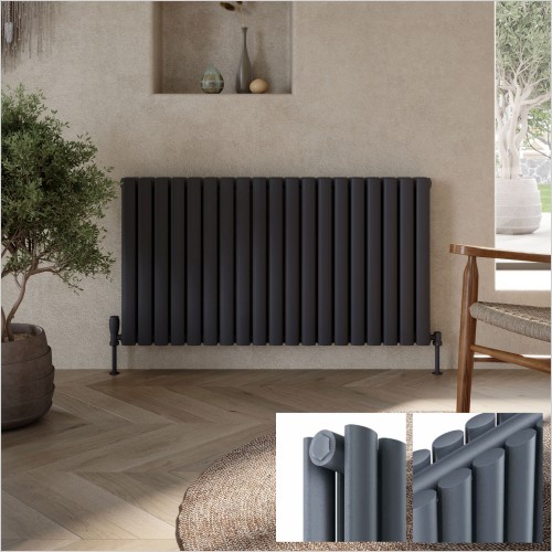 Scudo Bathrooms - Apex Horizontal Double Anthracite 600 x 767mm Radiator
