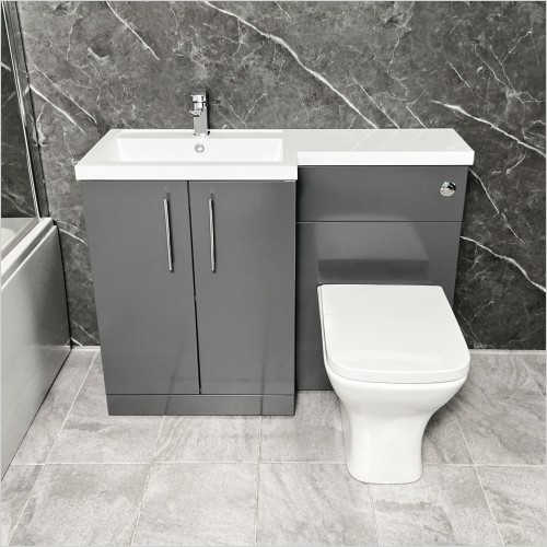 Tecaz - Arno Grey Gloss 1100mm L Shaped Vanity Set Left Hand