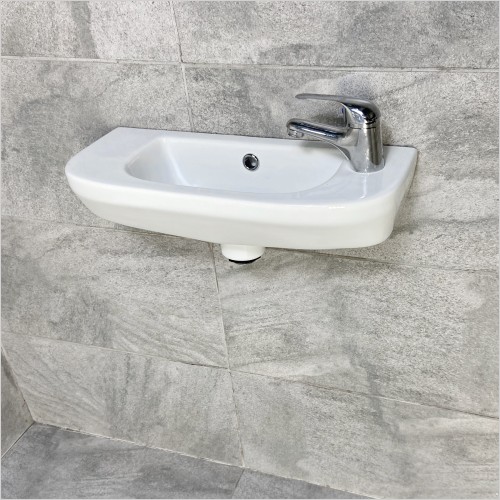 Tecaz - Via Slender 500mm Wall Hung Basin Inc Tap & Waste