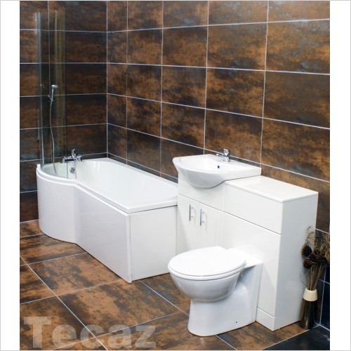 Reflections - Claire P Shaped Showerbath Suite With Vanity Set Left Hand