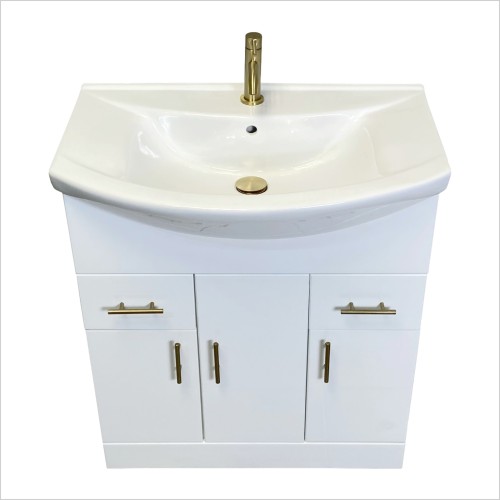 St. Moritz - 750mm White Gloss Vanity Unit with Brushed Handles