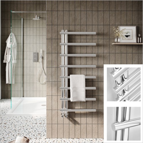 Scudo Bathrooms - Carlo Chrome 850 x 500mm Heated Towel Rail