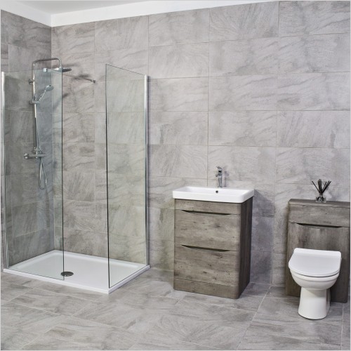 Gems - Moonstone Dark Concrete Complete Walk In Shower Suite