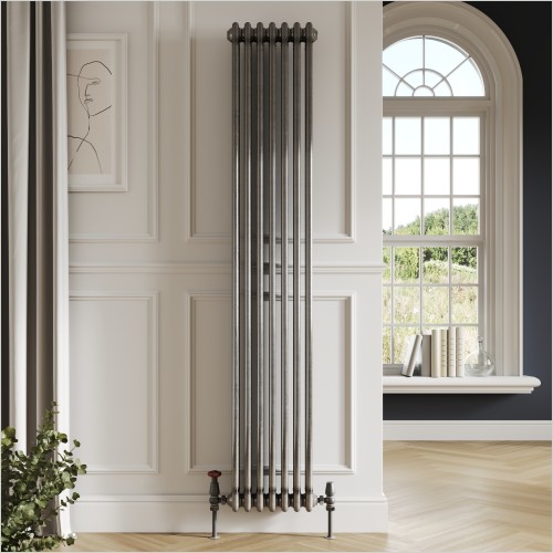Scudo Bathrooms - Column 3 Vertical Raw Metal 1800 x 335mm Radiator