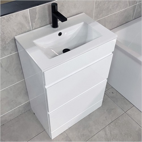 Gems - Moonstone Lucca White Gloss 600mm Floorstanding Vanity Unit