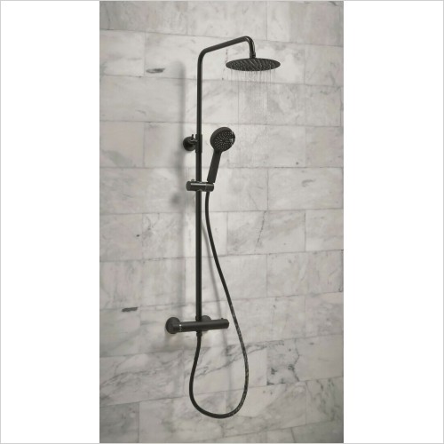 Gems - Milly Black Thermostatic Bar Mixer Valve Shower Dual Heads