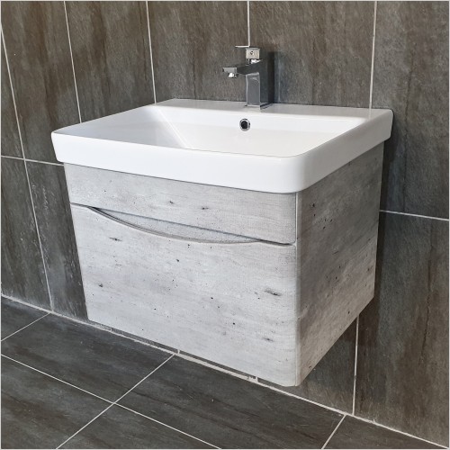 Gems - Moonstone Light Concrete Handleless Wall Hung Vanity Unit