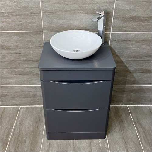 Gems - Moonstone Matt Dark Grey Vanity with Wok Basin & Tap