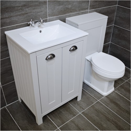 Old England - Durham Light Grey Oak Vanity Unit & WC Unit Furniture Set