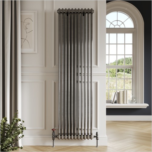 Scudo Bathrooms - Column 2 Vertical Raw Metal 1800 x 328mm Radiator