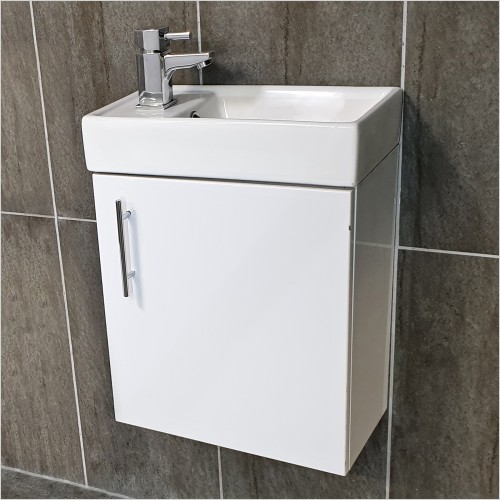 Reflections - Cube 400mm Cloakroom Wall Hung Vanity Unit Inc Tap