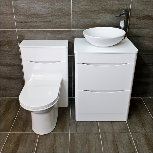 Gems - Moonstone White Gloss Vanity Set Inc Wok Basin WC & Tap