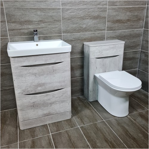 Gems - Moonstone Handleless Light Concrete Vanity & WC Unit Set