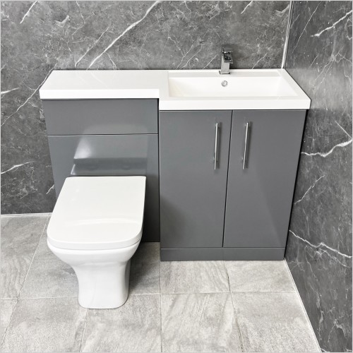 Tecaz - Arno Grey Gloss 1100mm L Shaped Vanity Set Right Hand
