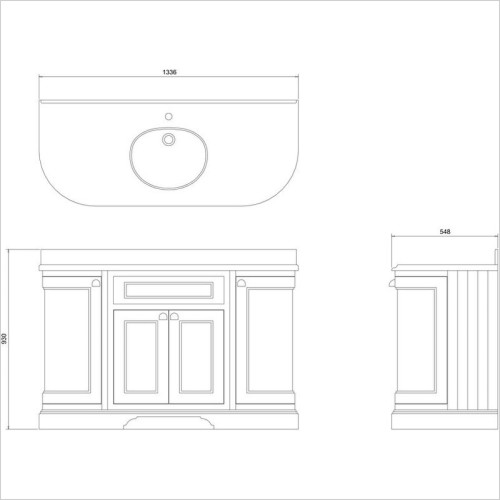 Burlington - 1340 Freestanding Unit With Doors & 2 Round Corner Cupboards