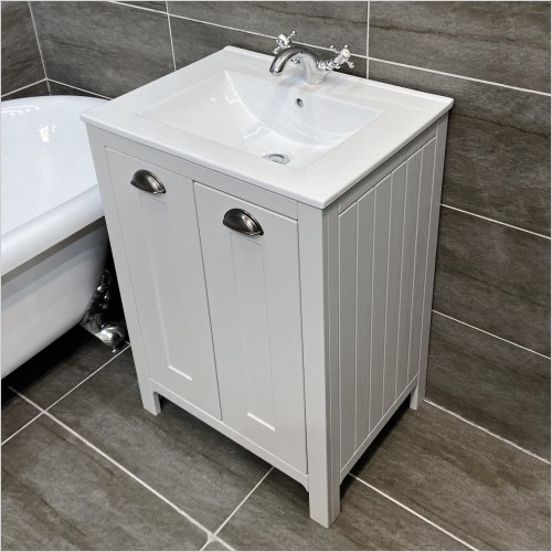 Old England - Durham Light Grey Oak Vanity Roll Top Bath Suite