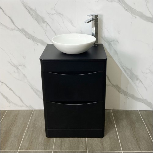 Gems - Moonstone Satin Black Vanity with Wok Basin & Tap
