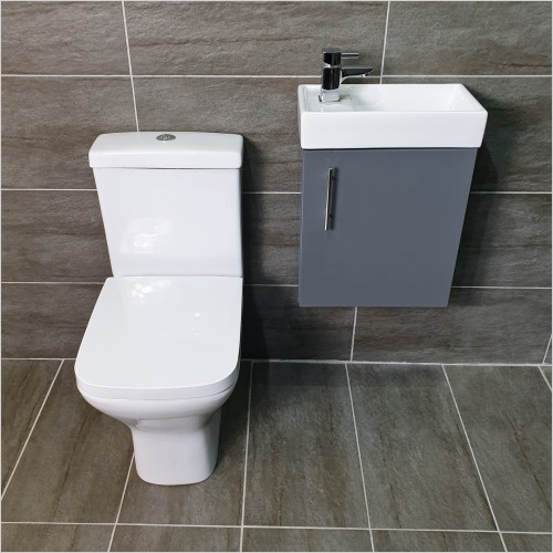 Reflections - Cube 400mm Grey Gloss Wall Hung Unit & Sandy Toilet Set