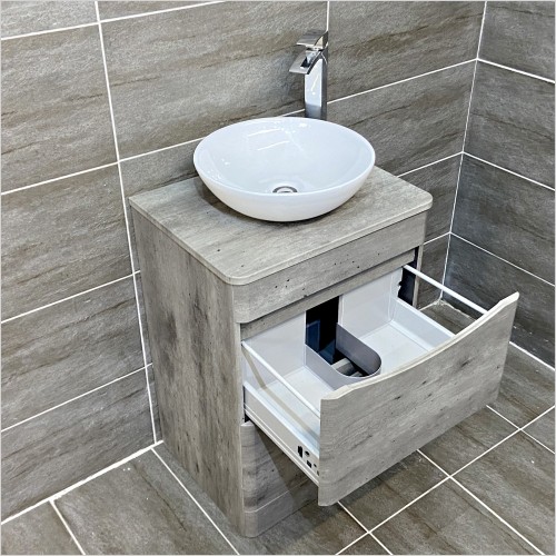 Gems - Moonstone Dark Concrete Vanity with Wok Basin & Tap