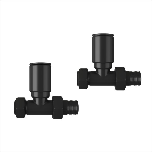 Gems - Matt Black Finish Straight Radiator Valves