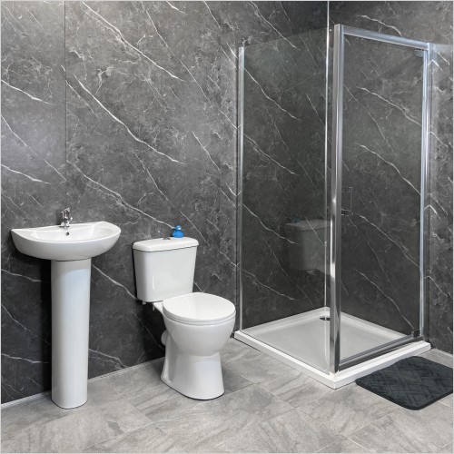 Tecaz - Ginny Mondella 900mm Pivot Door Complete Shower Suite