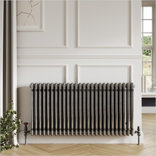 Scudo Bathrooms - Column 3 Horizontal Raw Metal 600 x 999mm Radiator