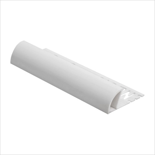 Tecaz - Plastic Round Edge 2.5m White 12mm Tile Trim