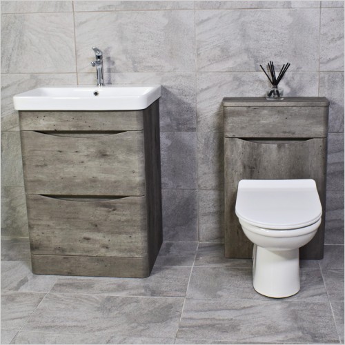 Gems - Moonstone Dark Concrete Complete Walk In Shower Suite