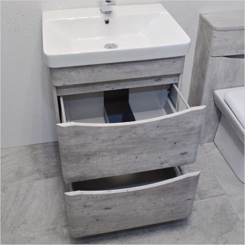 Gems - Moonstone Handleless Light Concrete 600mm Vanity Unit