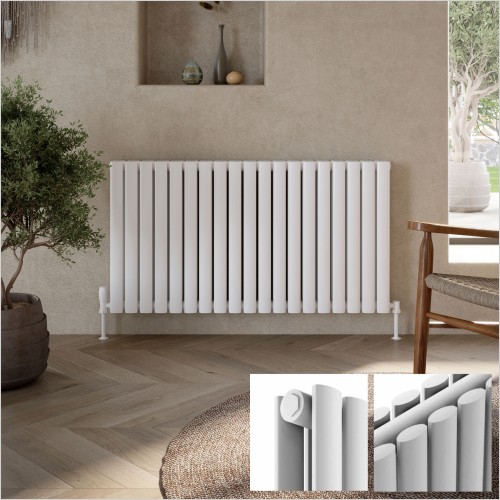 Scudo Bathrooms - Apex Horizontal Double White 600 x 767mm Radiator