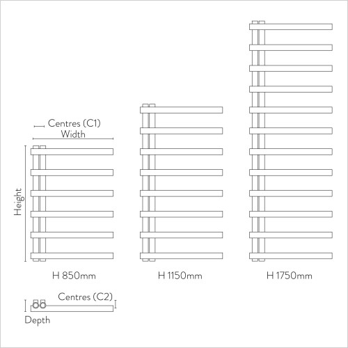 Scudo Bathrooms - Carlo White 850 x 500mm Heated Towel Rail