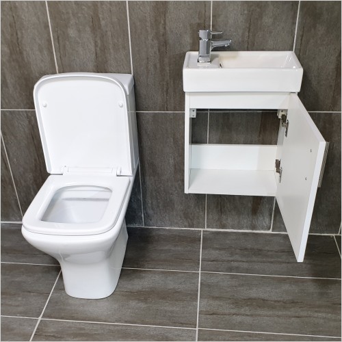Reflections - Cube 400mm Wall Hung Unit & Sandy Toilet Cloak Set Inc Tap