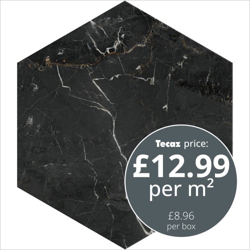 Tecaz - Inter Stream Black Glazed 215 x 250mm Wall / Floor Tile