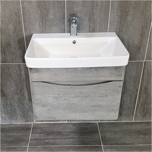 Gems - Moonstone Dark Concrete Handleless Wall Hung Vanity Unit