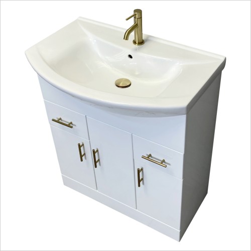 St. Moritz - 750mm White Gloss Vanity Unit with Brushed Handles