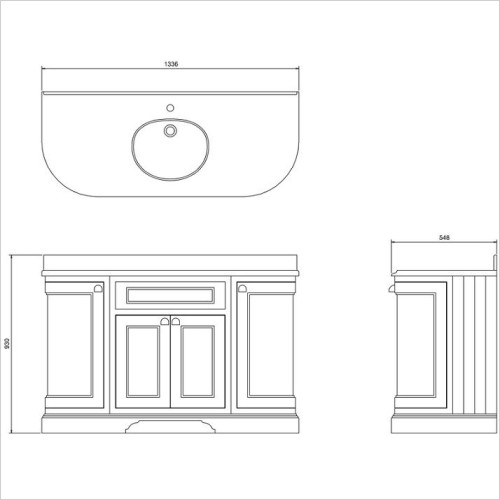 Burlington - 1340 Freestanding Unit With Doors & 2 Round Corner Cupboards