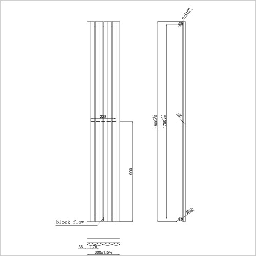 Gems - Vertical Anthracite Heated Towel Rail Radiator