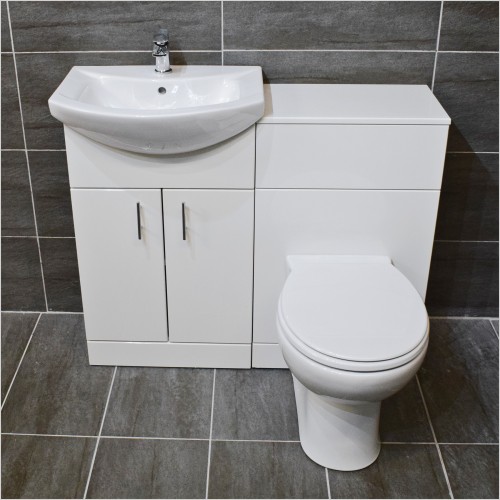St. Moritz - 1050mm White Gloss Vanity Set Inc Basin & Std Toilet Pan