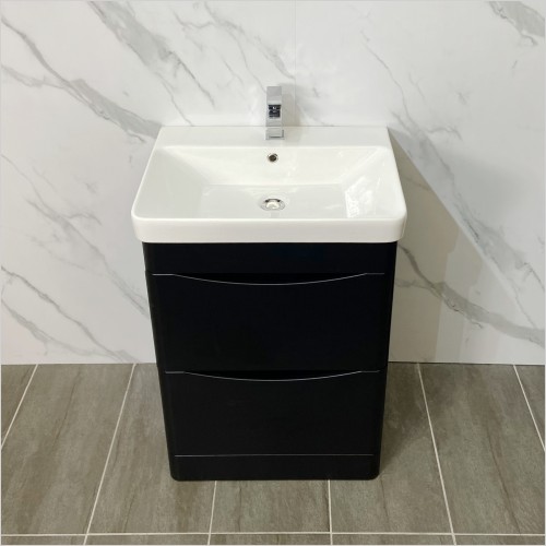 Gems - Moonstone handleless 600mm Satin Black Vanity Unit
