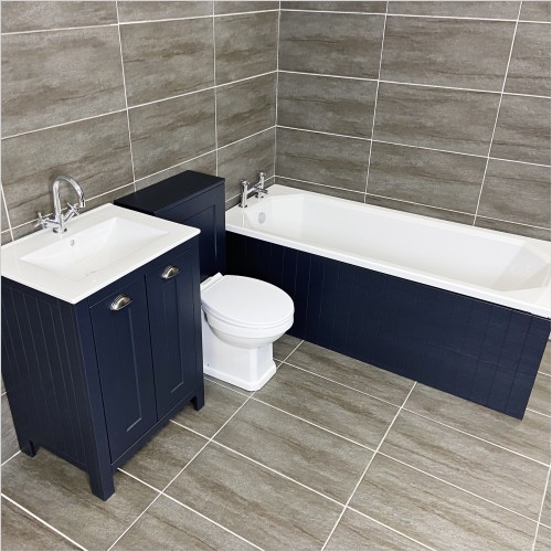 Old England - Durham Indigo Blue Bathroom Vanity Suite + White Seat