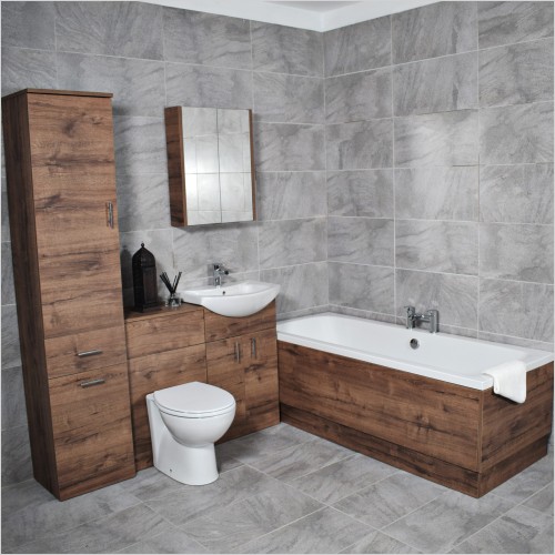St. Moritz - Complete Walnut Finish Bathroom Suite Including Tall Boy