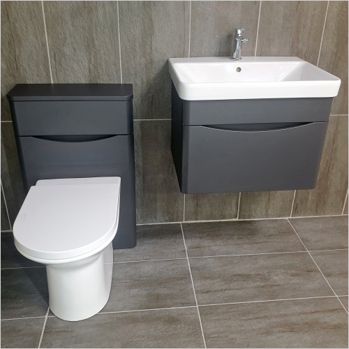 Gems - Moonstone Handleless Matt Dark Grey Wall Hung Vanity Set