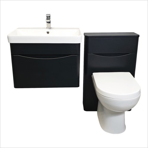 Gems - Moonstone Handleless Satin Black Wall Hung Vanity Set