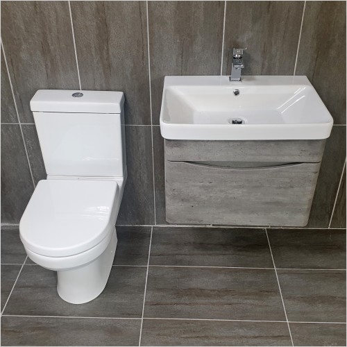 Gems - Moonstone Dark Concrete Wall Hung Unit & Charlie WC Set